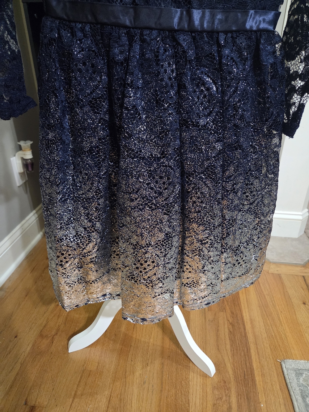 Blush Girls Navy to Gold Ombre Lace Party Dress - Picture 3 of 5